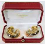 A pair of 18ct gold two colour gold Cartier earrings with box approx. 28.2g
