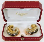 A pair of 18ct gold two colour gold Cartier earrings with box approx. 28.2g