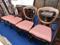Four Victorian mahogany balloon back dining chairs