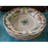 Eight Copeland Late Spode decorative soup dishes