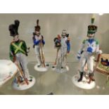 Four Naples porcelain soldier figures approx. 7.75