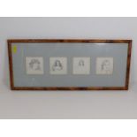 A framed set of four 19thC. pencil sketches of sis