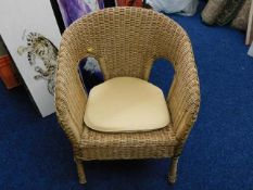 A wicker armchair