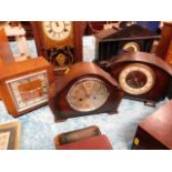 Three early 20thC. wooden mantle clocks