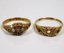 Two Victorian 18ct gold rings a/f 2.5g