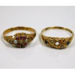 Two Victorian 18ct gold rings a/f 2.5g