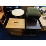 An oak side table & three other pieces of small furniture