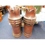 A pair of very large 19thC. chimney pots, one with