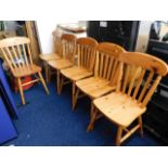 Six modern pine chairs
