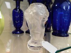 A small Lalique style frosted glass vase by Baccha