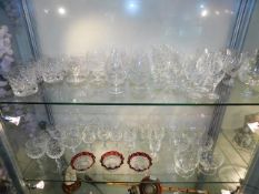 Contents of two shelves, mixed glassware including