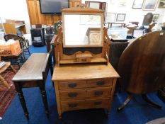 A c.1900 satinwood dressing table with three drawe