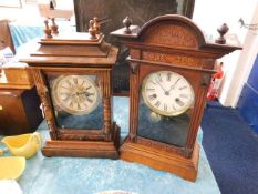 Two decorative wooden cased mantle clocks