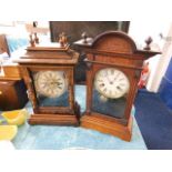 Two decorative wooden cased mantle clocks