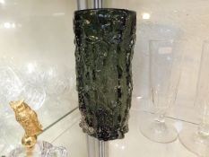 A large Whitefriars indigo bark vase by Geoffrey B