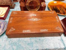 An early Victorian rosewood with mother of pearl i