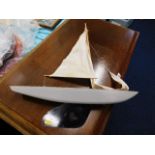 A vintage model yacht