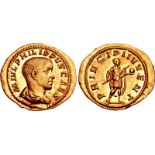 Philip II. As Caesar, AD 244-247. AV Aureus (22mm, 4.50 g, 6h). Rome mint. 2nd emission of Philip I,