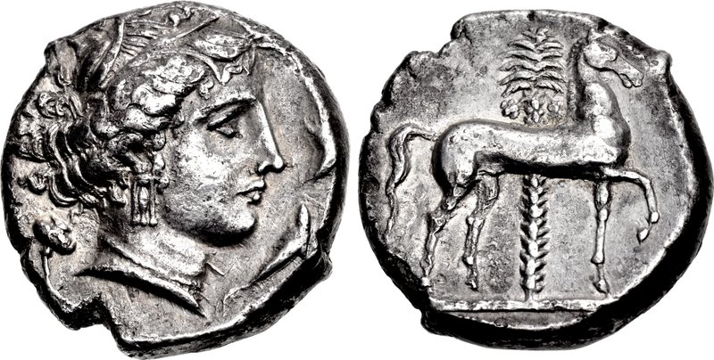 SICILY, Entella. Punic issues. Circa 345/38-320/15 BC. AR Tetradrachm (24mm, 16.47 g, 7h). Head of