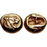 KINGS of LYDIA. temp. Alyattes – Kroisos. Circa 620/10-550/39 BC. EL Trite – Third Stater (12mm, 4.