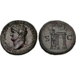 Nero. AD 54-68. Æ Sestertius (34mm, 27.73 g, 6h). Lugdunum (Lyon) mint. Struck circa AD 65. NERO •