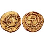 ANGLO-SAXON, Substantive Gold Phase. Circa 630-650. AV Thrymsa – Shilling (11mm, 1.24 g). Witmen-