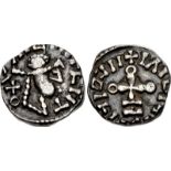 ANGLO-SAXON, Primary Sceattas. Circa 695-705. AR Sceatt (11.5mm, 1.19 g, 10h). Series F, type 24a.