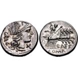 L. Antestius Gragulus. 136 BC. AR Denarius (19mm, 3.92 g, 12h). Rome mint. Head of Roma right,