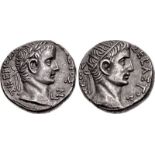 EGYPT, Alexandria. Tiberius, with Divus Augustus. AD 14-37. AR Tetradrachm (25mm, 13.93 g, 12h).