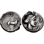 SICILY, Syracuse. Second Democracy. 466-405 BC. AR Tetradrachm (25mm, 17.11 g, 9h). Struck circa