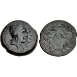 LAKONIA, Lakedaimon (Sparta). Circa 35-31 BC. Æ Sestertius (35mm, 27.83 g, 7h). Jugate heads of