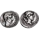 Augustus. 27 BC-AD 14. AR Denarius (19mm, 3.85 g, 8h). Rome mint; C. Marius C.f. Tro(mentina tribu),