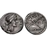 Moneyer issues of Imperatorial Rome. Q. Sicinius. Early 49 BC. AR Denarius (17mm, 3.93 g, 4h).