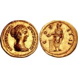 Faustina Junior. Augusta, AD 147-175. Fourrée Aureus (21mm, 7.20 g, 6h). Contemporary counterfeit.