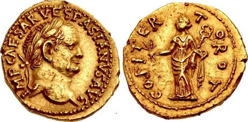 Vespasian. AD 69-79. AV Aureus (19mm, 7.86 g, 5h). Alexandria(?) mint. Struck AD 70. IMP CAESAR