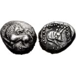 CARIA, Uncertain. 5th century BC. AR Quarter Stater(?) (13mm, 2.93 g, 12h). Lion standing left, head