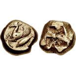 MYSIA, Kyzikos. Circa 550-450 BC. EL Stater (17.5mm, 16.13 g). Forepart of winged stag left; to