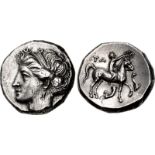 CALABRIA, Tarentum. Campano-Tarentine series. Circa 281-272 BC. AR Nomos (19.5mm, 7.43 g, 6h).