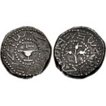 JUDAEA, Jewish War. 66-70 CE. AR Shekel (22.5mm, 14.18 g, 11h). Protoype issue. Jerusalem mint.