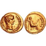 Tiberius. AD 14-37. AV Aureus (20mm, 7.86 g, 8h). “Tribute Penny” type. Lugdunum (Lyon) mint.