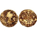 ANGLO-SAXON, Pale Gold Phase. Circa 650-675. AV Thrymsa – Shilling (11mm, 1.30 g, 4h). ‘Two