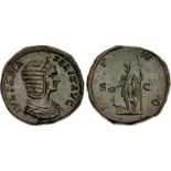 Julia Domna. Augusta, AD 193-217. Æ Sestertius (32mm, 25.26 g, 6h). Rome mint. Struck under