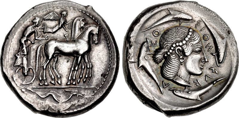 SICILY, Syracuse. Second Democracy. 466-405 BC. AR Tetradrachm (27.5mm, 17.41 g, 5h). Struck circa