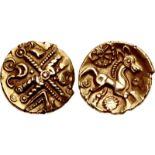 CELTIC, Trinovantes & Catuvellauni. Uninscribed. Circa 55-40 BC. AV Quarter Stater (12.5mm, 1.25 g).