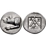 ARGOLIS, Argos. Circa 270-260/50 BC. AR Triobol (15mm, 2.52 g, 5h). Forepart of wolf at bay left;