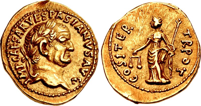 Vespasian. AD 69-79. AV Aureus (19mm, 6.92 g, 5h). Alexandria(?) mint. Struck AD 70. IMP CAESAR