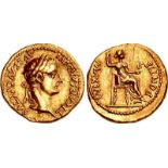 Tiberius. AD 14-37. AV Aureus (19.5mm, 7.81 g, 8h). “Tribute Penny” type. Lugdunum (Lyon) mint.