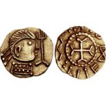 ANGLO-SAXON, Substantive Gold Phase. Circa 630-650. AV Thrymsa – Shilling (11mm, 1.28 g). Witmen-