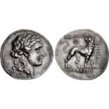 IONIA, Miletos. Circa 170-160 BC. AR Tetradrachm (33.5mm, 16.87 g, 12h). Molossos and Menes,