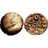 CELTIC, Cantii(?). Uninscribed. Circa 55-40 BC. AV Quarter Stater (11.5mm, 1.39 g). S Type. Letter S